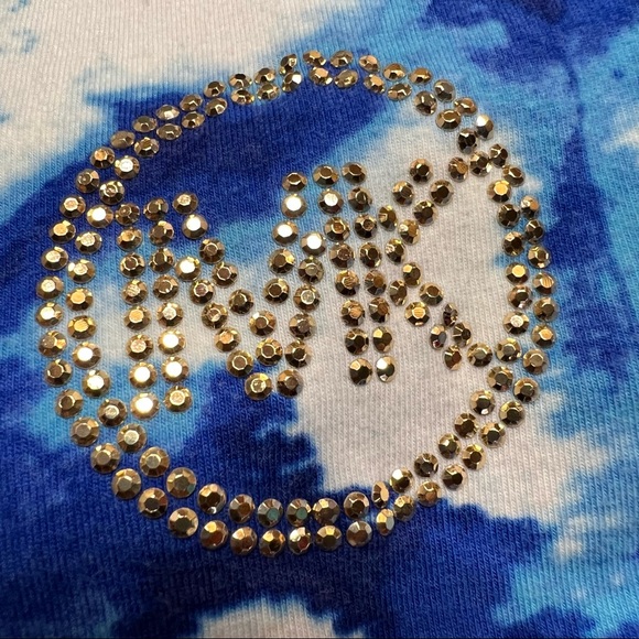 MICHAEL Michael Kors White/Blue Studded Tank Top, Tie Dye/Ink Blots, Size Medium - Picture 2 of 10
